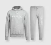 kenzo survetement ensemble sweat-shirt capuche et pantalon velours de coton hoodie gris